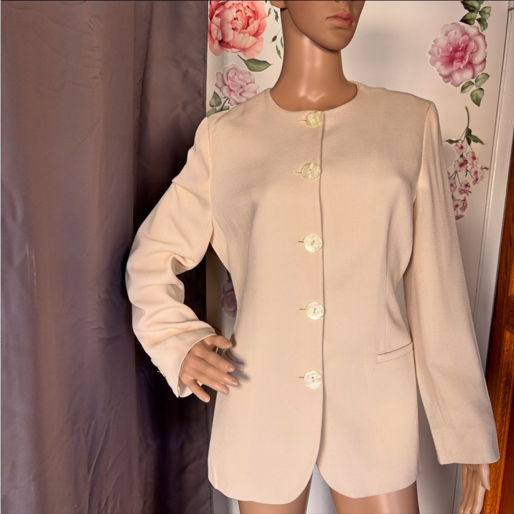 Gianmarco Venturi Cream Wool Tailored Blazer